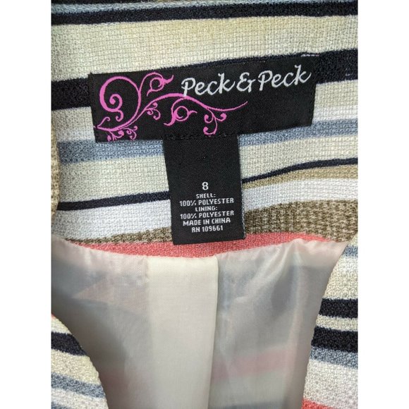 Peck & Peck Striped Jacket LS Open Jacket Size 8 Lined - Picture 3 of 7
